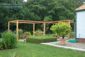 start of an arbor over the container bed