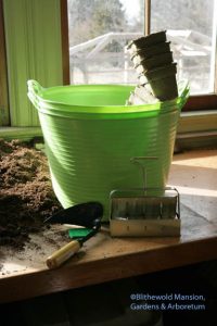 new tools: tubs, pots, soil block maker and a ho-mi digger