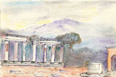 Marjorie’s pastel of The Forum, Pompeii