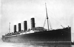 Lusitania arriving in port.